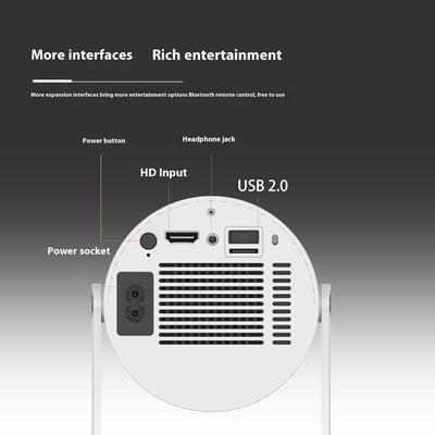 Portable Projector Small Straight Projector For Home Use 180 Degrees Projection Angle Automatic Focus