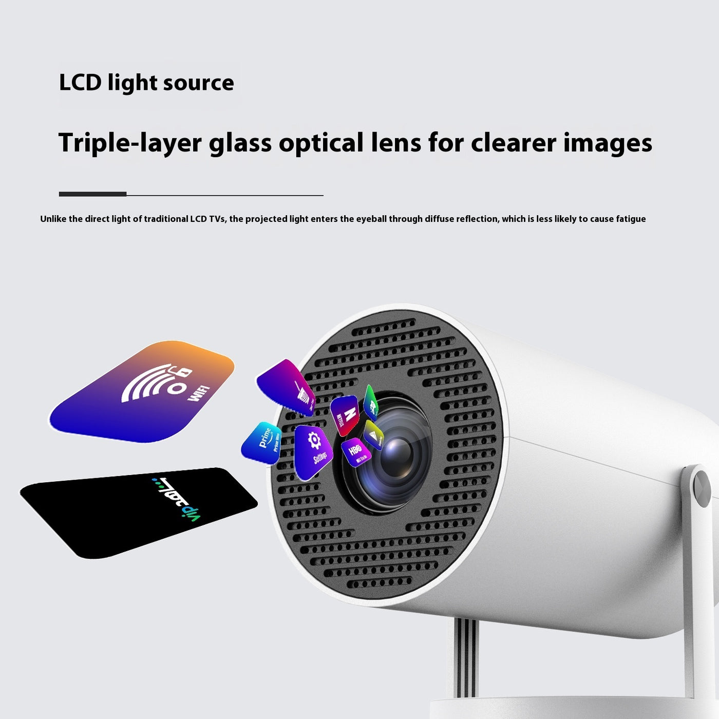 Portable Projector Small Straight Projector For Home Use 180 Degrees Projection Angle Automatic Focus