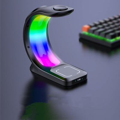4 In 1 Magnetic Wireless Charger Fast Charging For Smart Phone Atmosphere Light Charging Station For Airpods