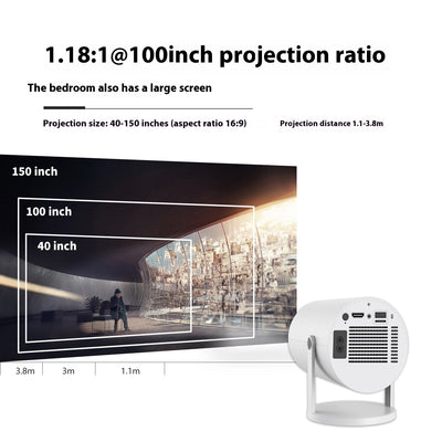 Portable Projector Small Straight Projector For Home Use 180 Degrees Projection Angle Automatic Focus